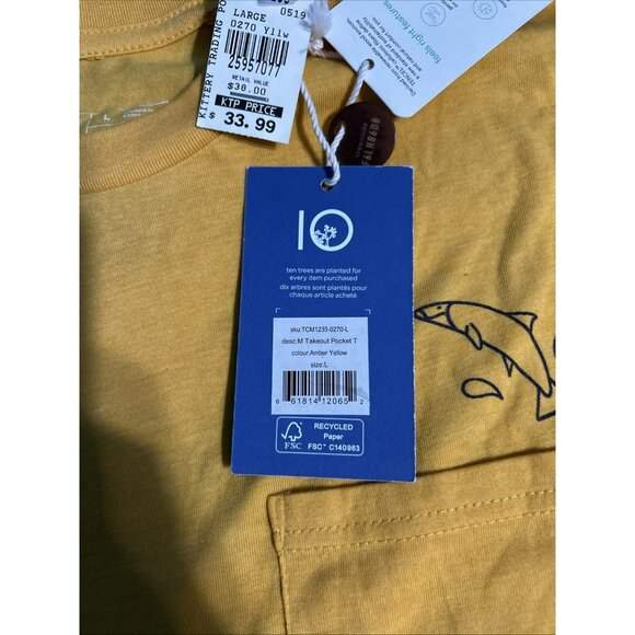 Tentree Takeout Amber Yellow Tencel Material T-Shirt Men's L Soft NWT - Picture 5 of 6
